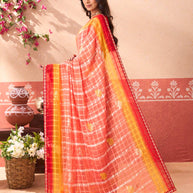 Pink floral printed chiffon saree daily wear