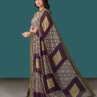 Laxmipati Rudramala Purple Georgette Floral Printed Saree