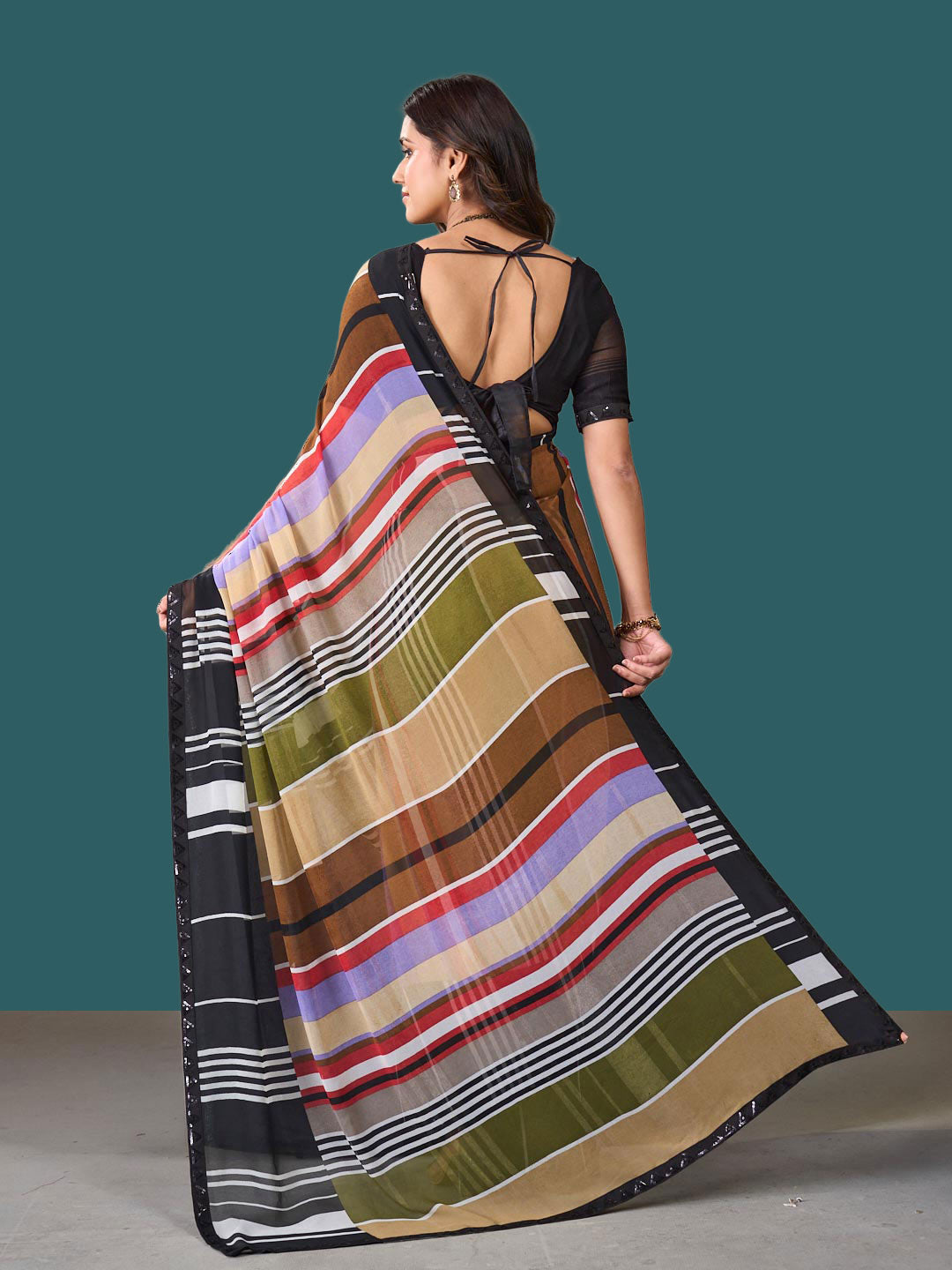 Laxmipati Rudramala Multicolor Georgette Geometric Printed Saree