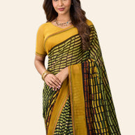 Laxmipati Rudramala Green Georgette Geometric Printed Saree