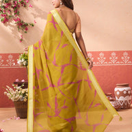 Olive Green printed chiffon saree festive wear