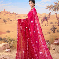 Pink bandhani printed georgette saree daily wear