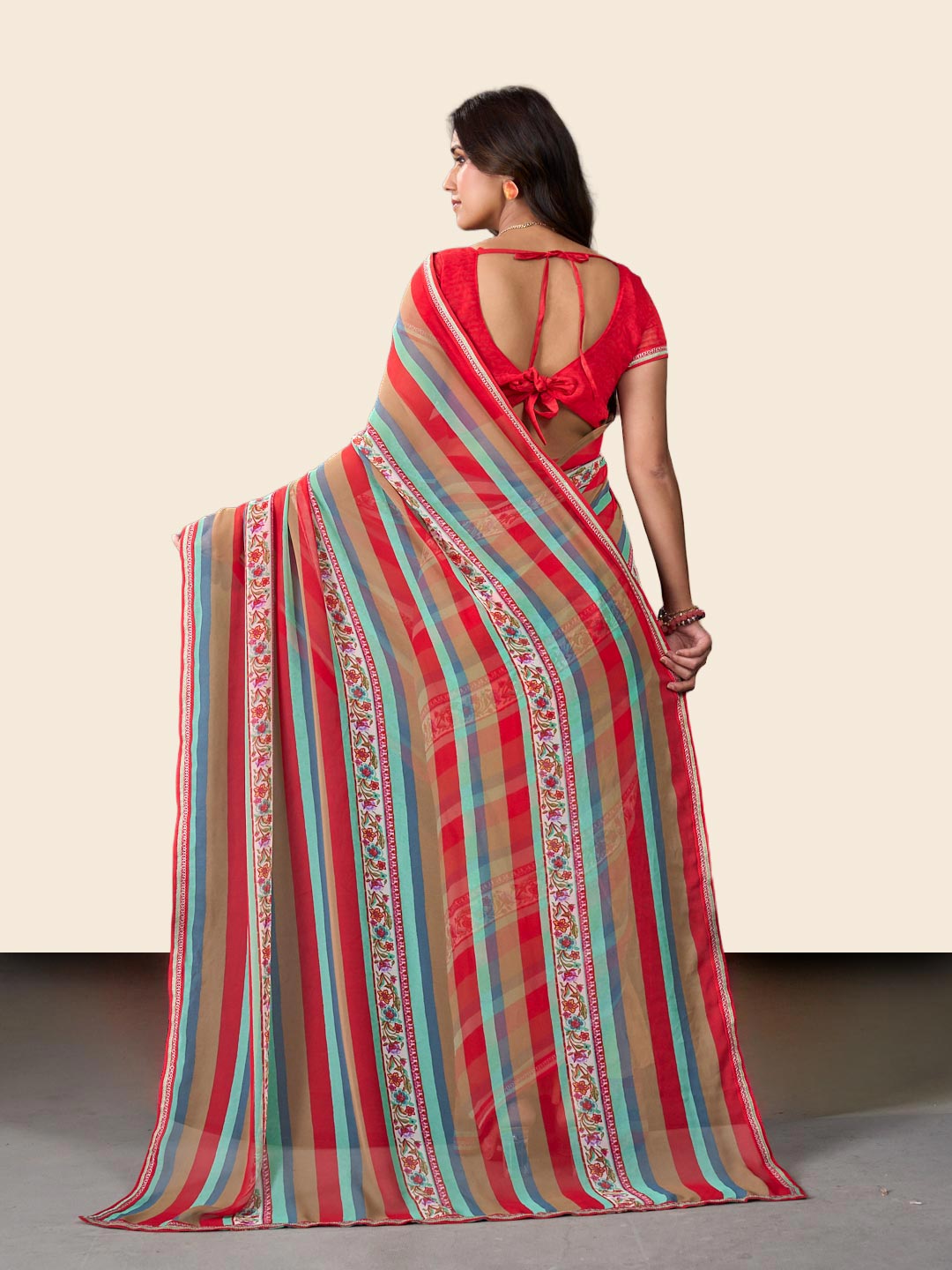 Laxmipati Rudramala Multicolor Georgette Geometric Printed Saree