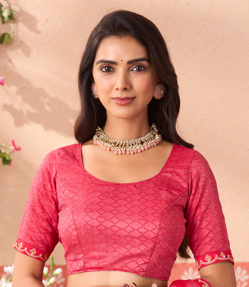 pink chiffon saree