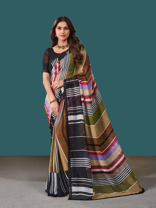 Laxmipati Rudramala Multicolor Georgette Geometric Printed Saree