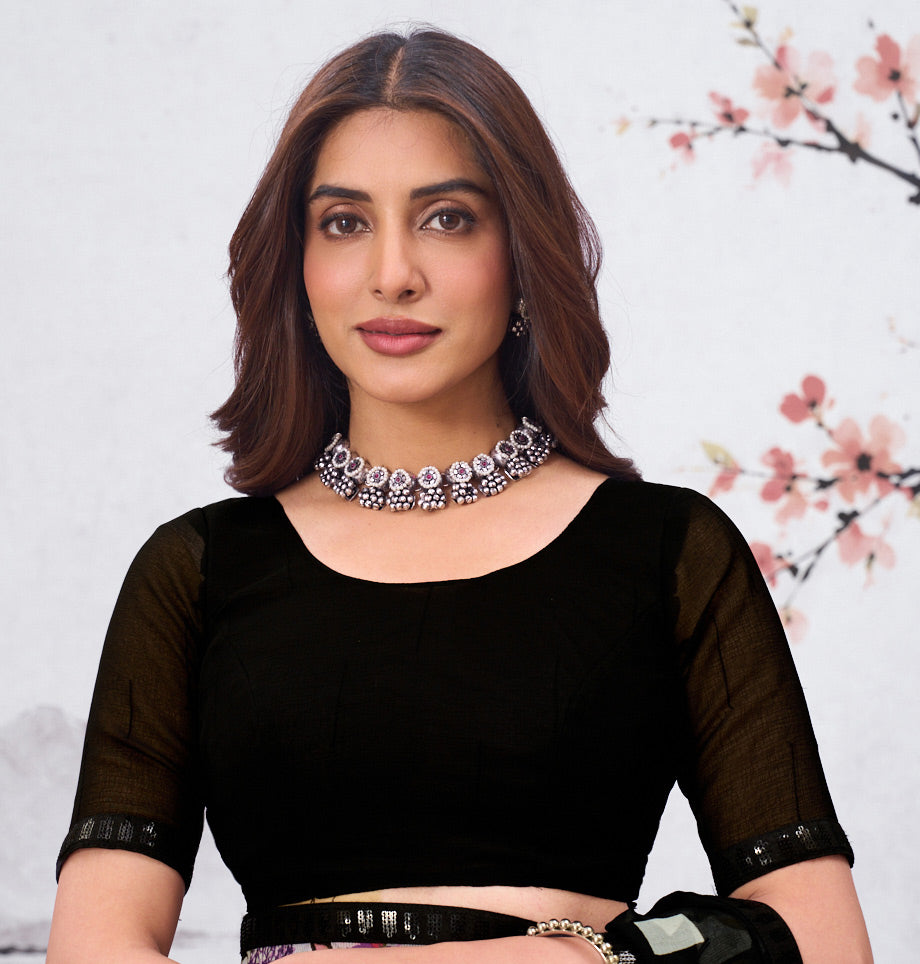 black georgette saree