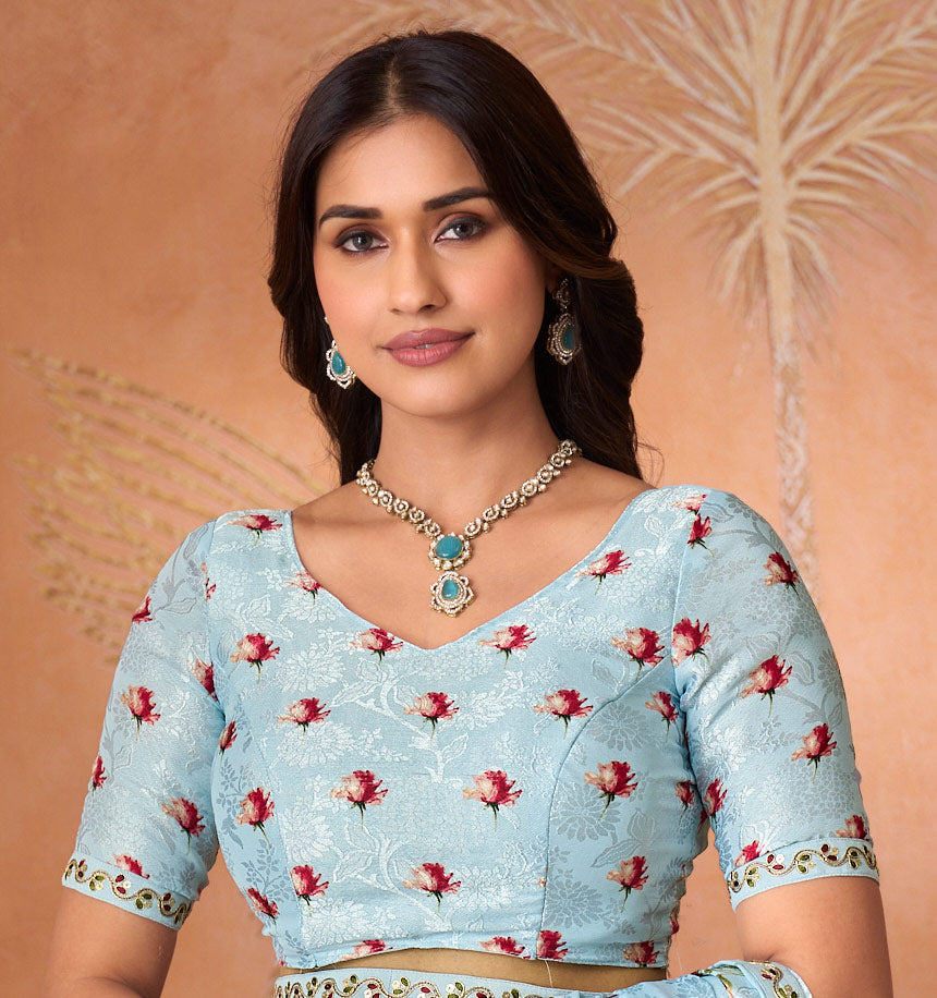 blue silk saree