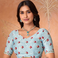 blue silk saree