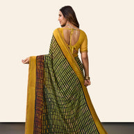Laxmipati Rudramala Green Georgette Geometric Printed Saree