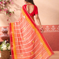 Pink floral printed chiffon saree party wear