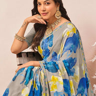 grey designer saree