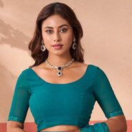 green georgette saree