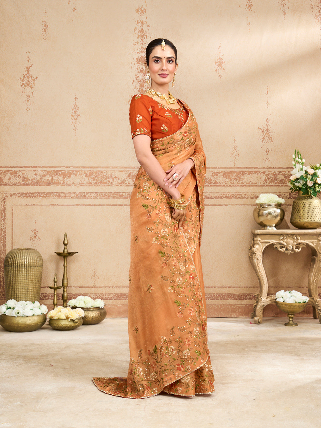 orange colour saree