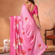 Pink embroidered silk blend saree festive wear