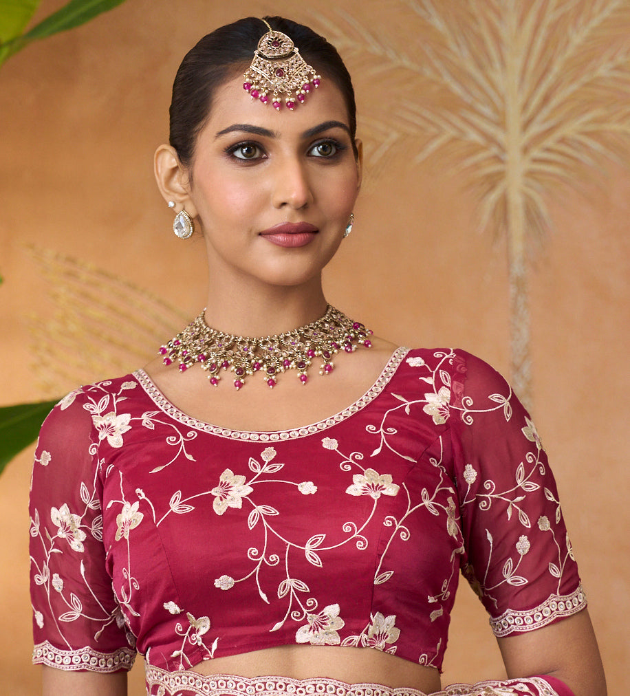 purple organza saree