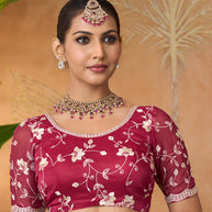 purple organza saree
