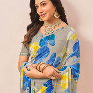 grey georgette saree