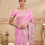 pink colour saree