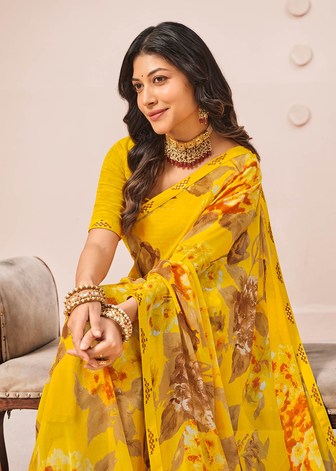 yellow colour saree