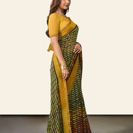 Laxmipati Rudramala Green Georgette Geometric Printed Saree