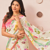 cream colour saree