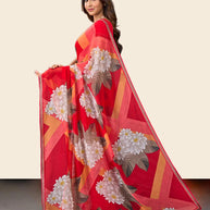 Laxmipati Rudramala Orange Georgette Floral Printed Saree