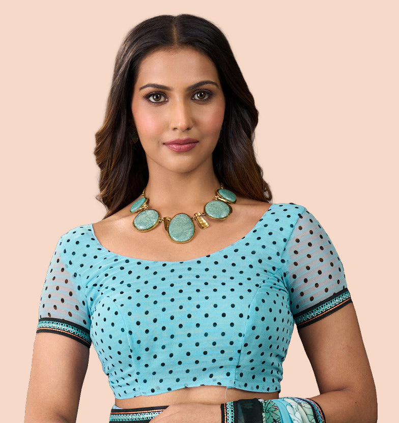 Laxmipati Rudramala Blue Georgette Floral Printed Saree
