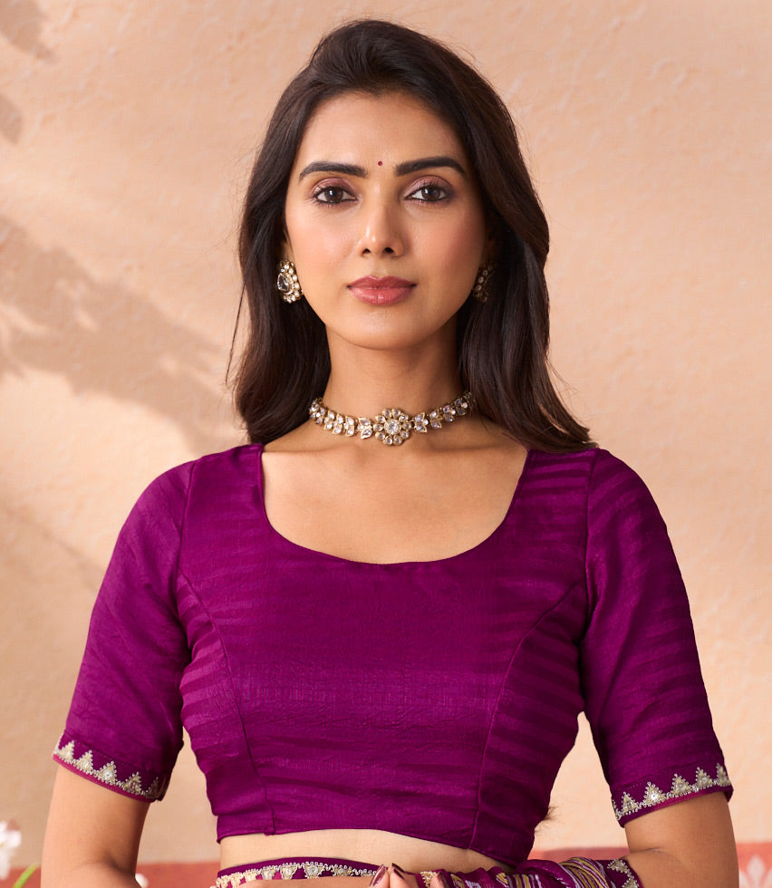 purple designer saree
