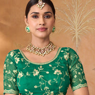bottle green saree