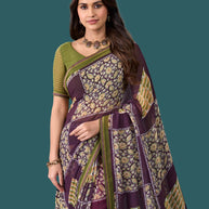 Laxmipati Rudramala Purple Georgette Floral Printed Saree