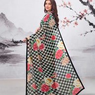 Black printed georgette saree daily wear