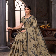 brown organza saree