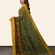 Laxmipati Rudramala Green Georgette Geometric Printed Saree