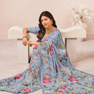 blue georgette saree