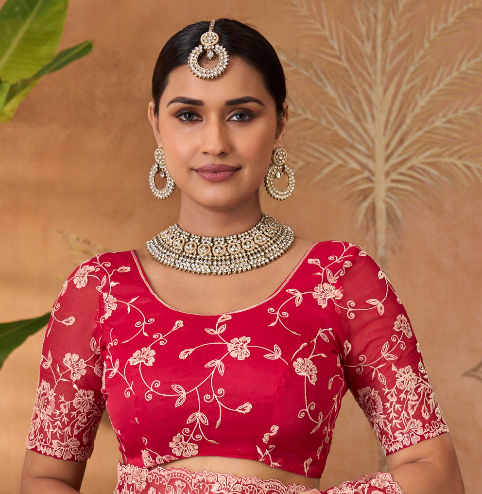 pink organza saree