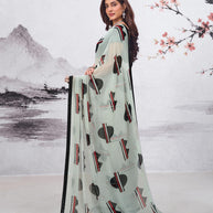 Grey geometric printed georgette saree casual wear