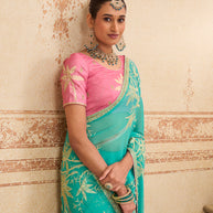 blue chiffon saree