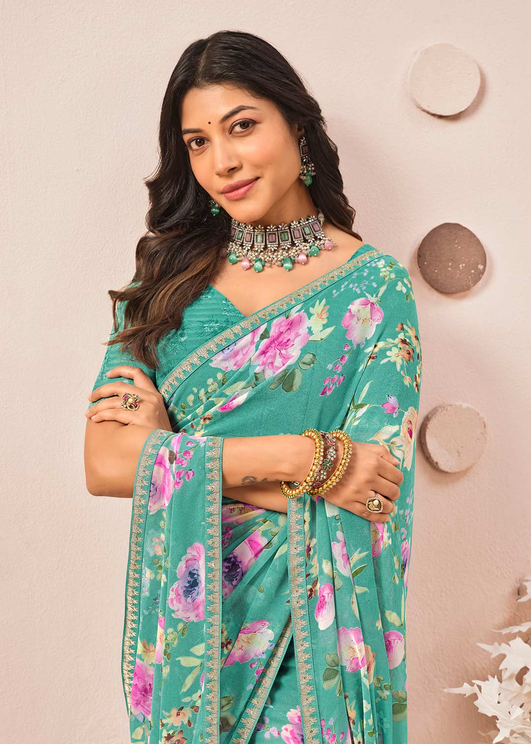 blue colour saree