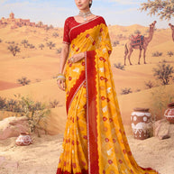 Orange bandhani printed georgette saree festive wear
