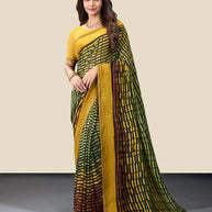 Laxmipati Rudramala Green Georgette Geometric Printed Saree