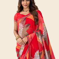 Laxmipati Rudramala Orange Georgette Floral Printed Saree
