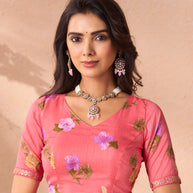 pink chiffon saree