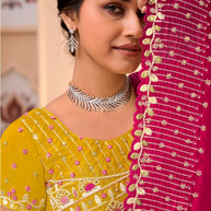 Pink embroidered chiffon saree daily wear