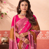 pink chiffon saree