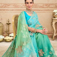 bottle green saree