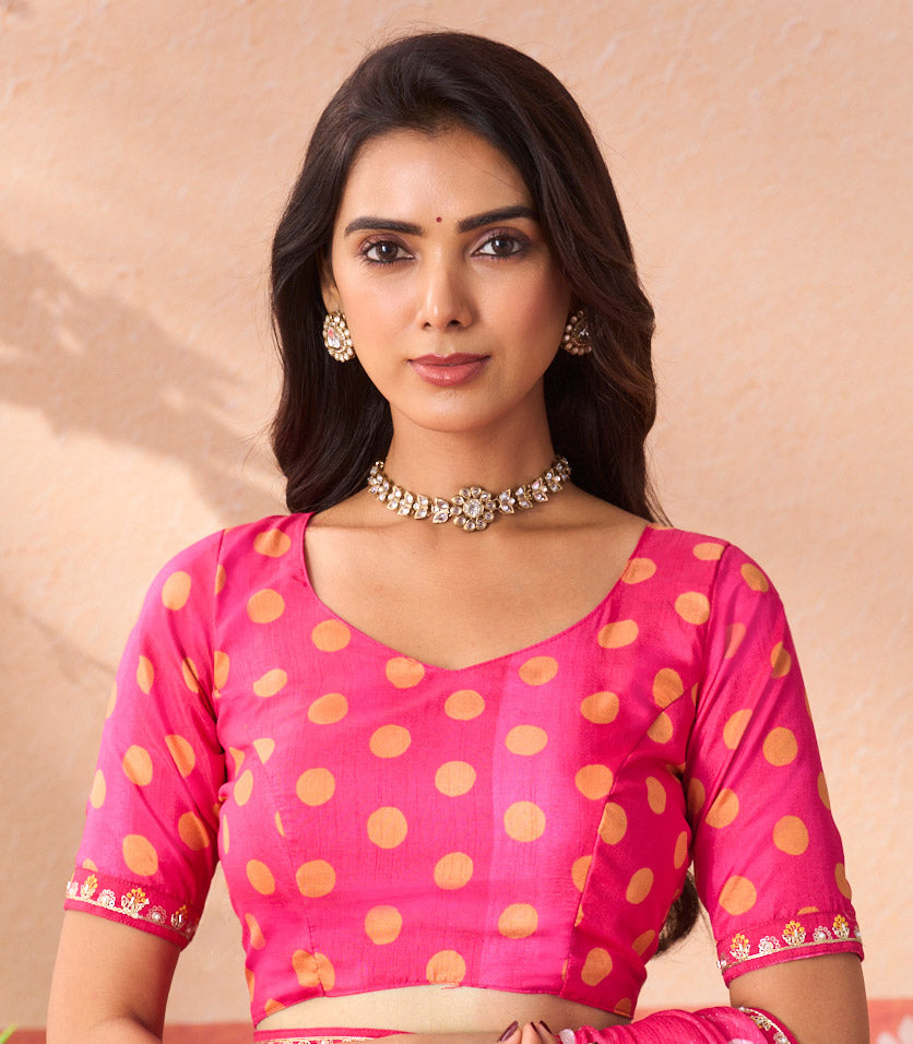 pink chiffon saree