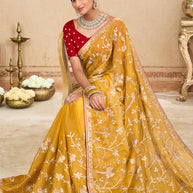 yellow designer saree