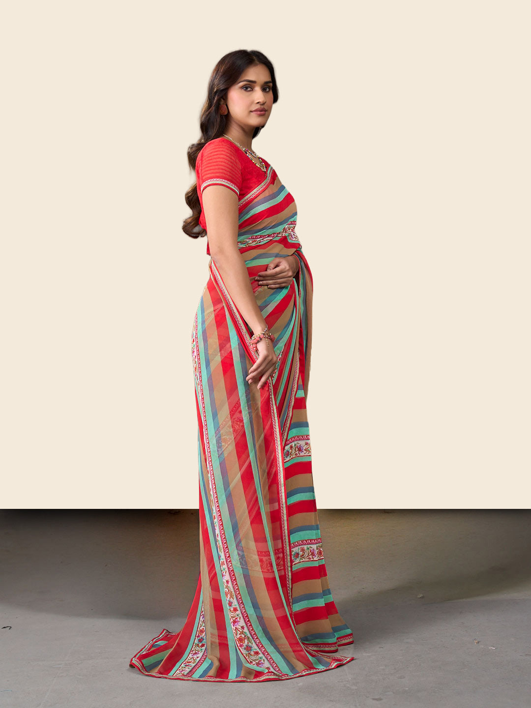 Laxmipati Rudramala Multicolor Georgette Geometric Printed Saree