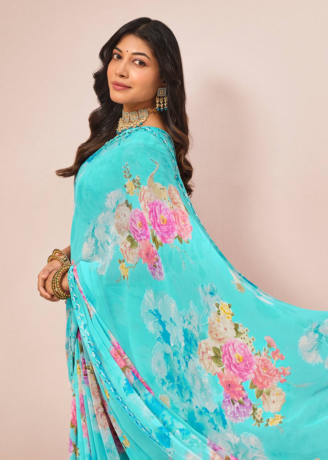 blue colour saree