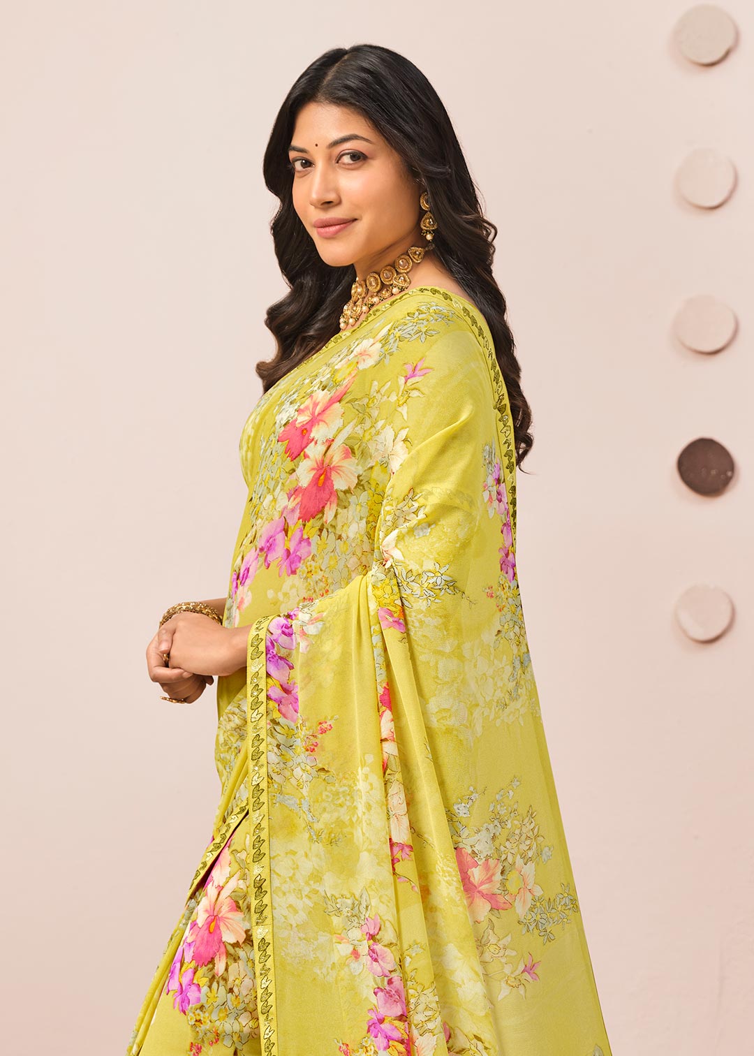 yellow designer saree